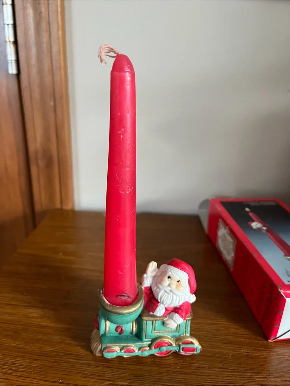 Holiday Candle Holder with Climbing Santa